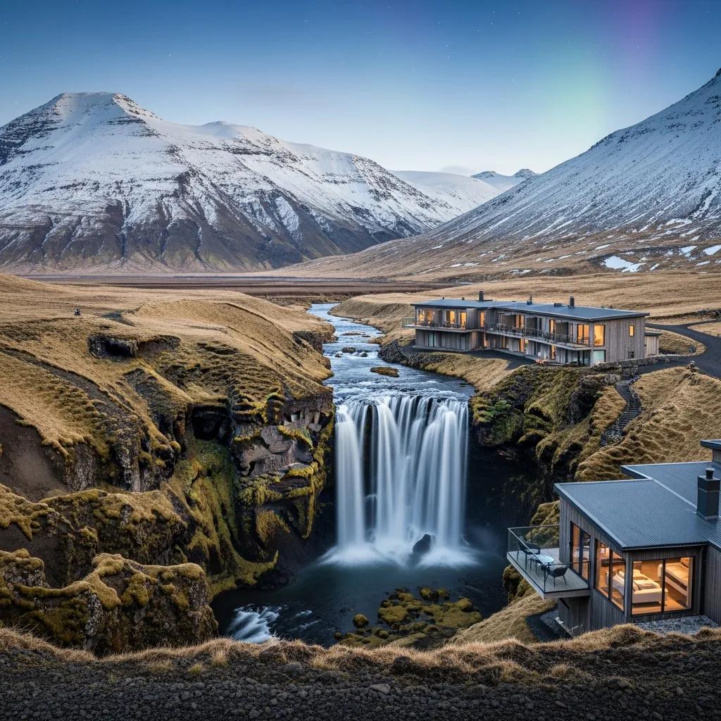 Luxury lodge in Iceland surrounded by dramatic landscapes and Northern Lights